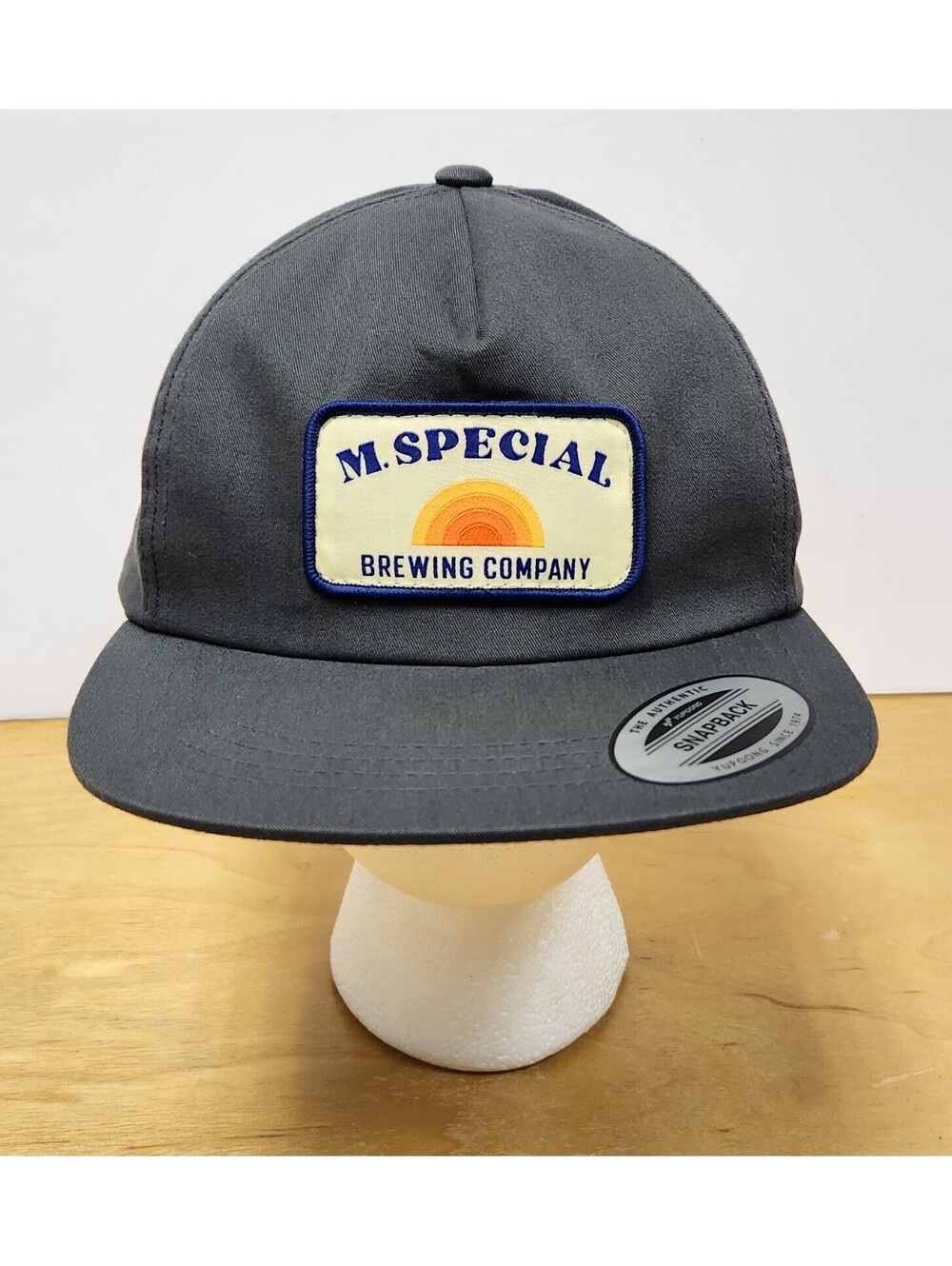 M. Special Brewing Company Charcoal Grey Snapback Hat 5-Panel Yupoong Cap